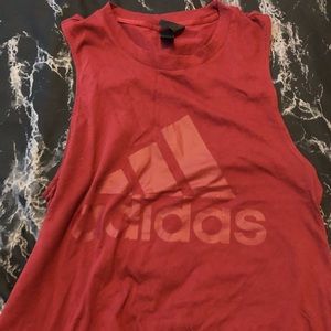 Maroon sleeves athletic adidas tank top